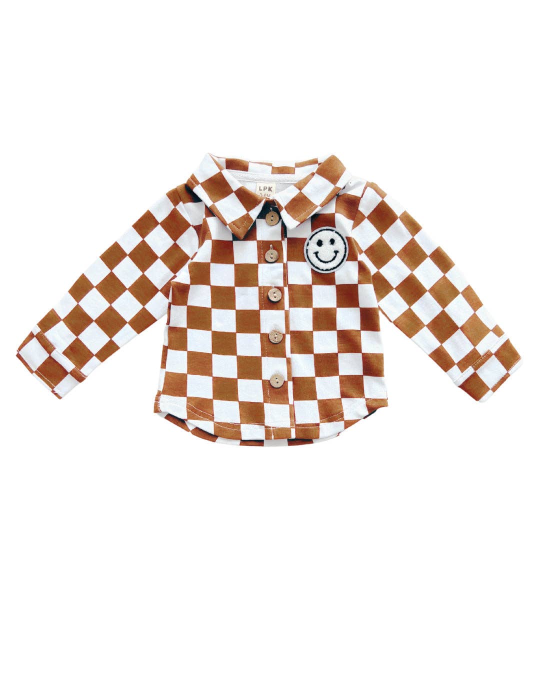 Smiley Checkered Copper Shacket