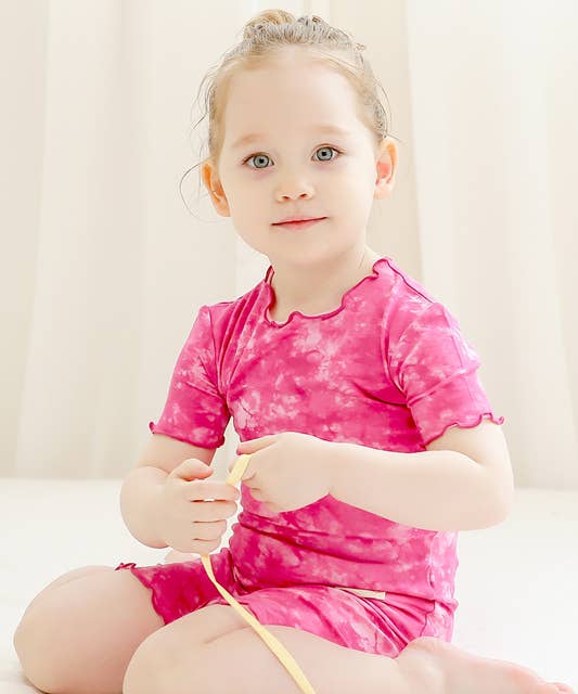 Bamboo Tie Dyeing Pink Short Sleeve PJs