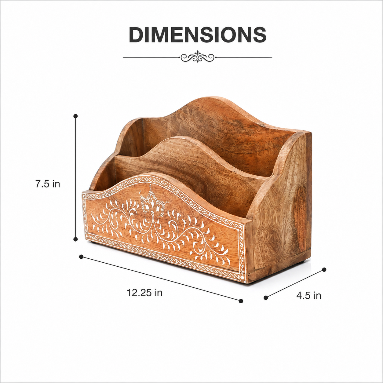 Desk Organiser | Handmade | Mango Wood | Natural