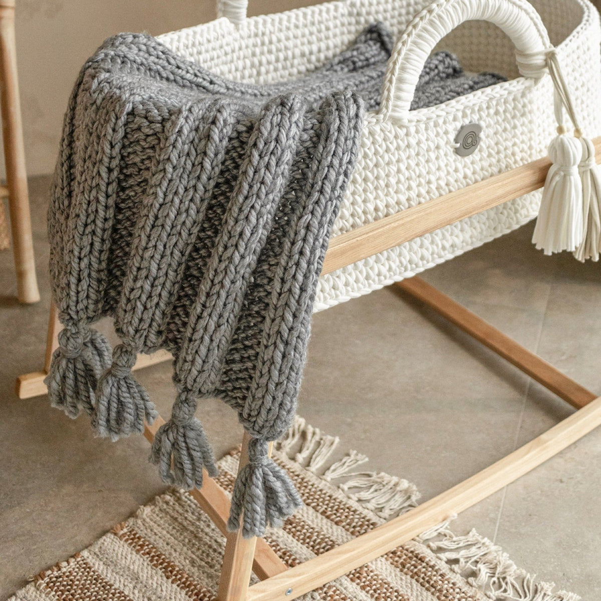 Boho Hand-Knitted Baby Blanket