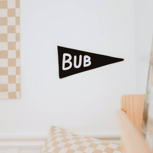 “Bub” Canvas Pennant – Black | Handmade Wall Flag