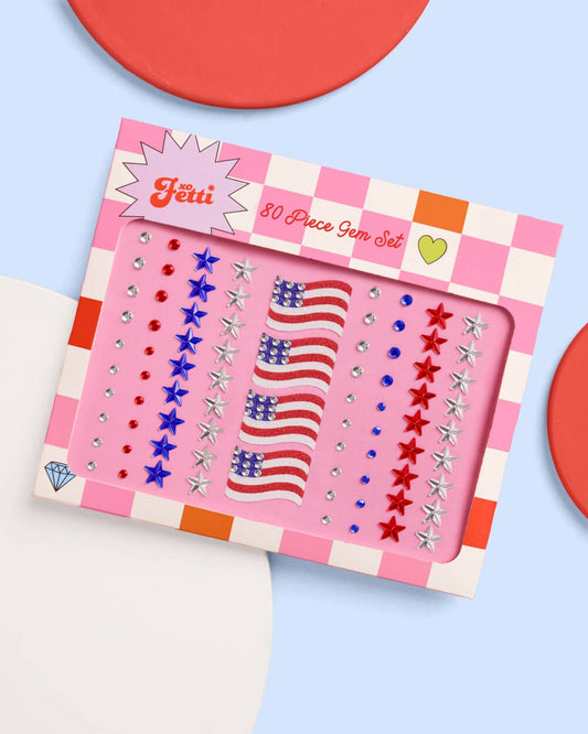 Americana face gems, 4th of July, USA