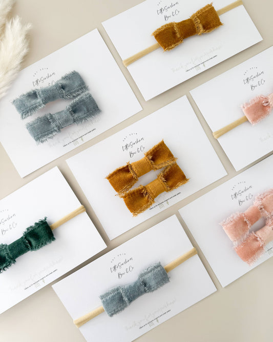 Velvet Fringe Hair Bows