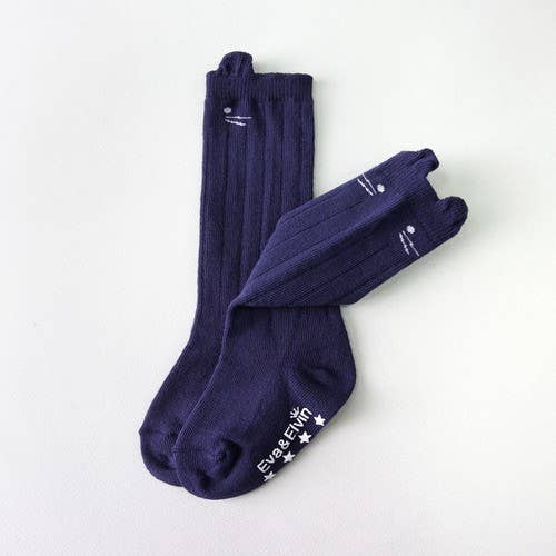 Nero Cat Knee Socks -Navy