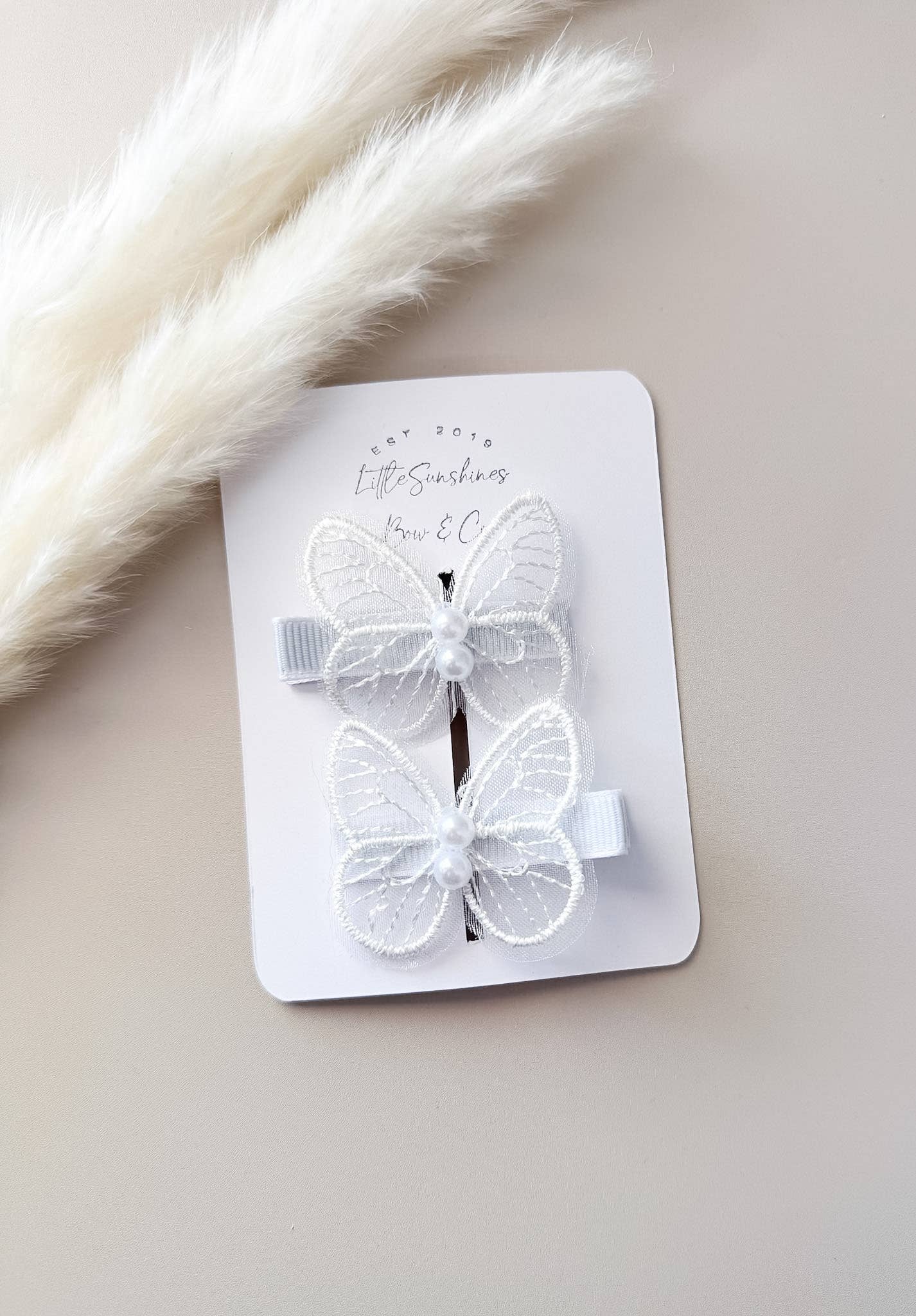 Lace & Pearl Butterfly Hair Clips- Set of 2