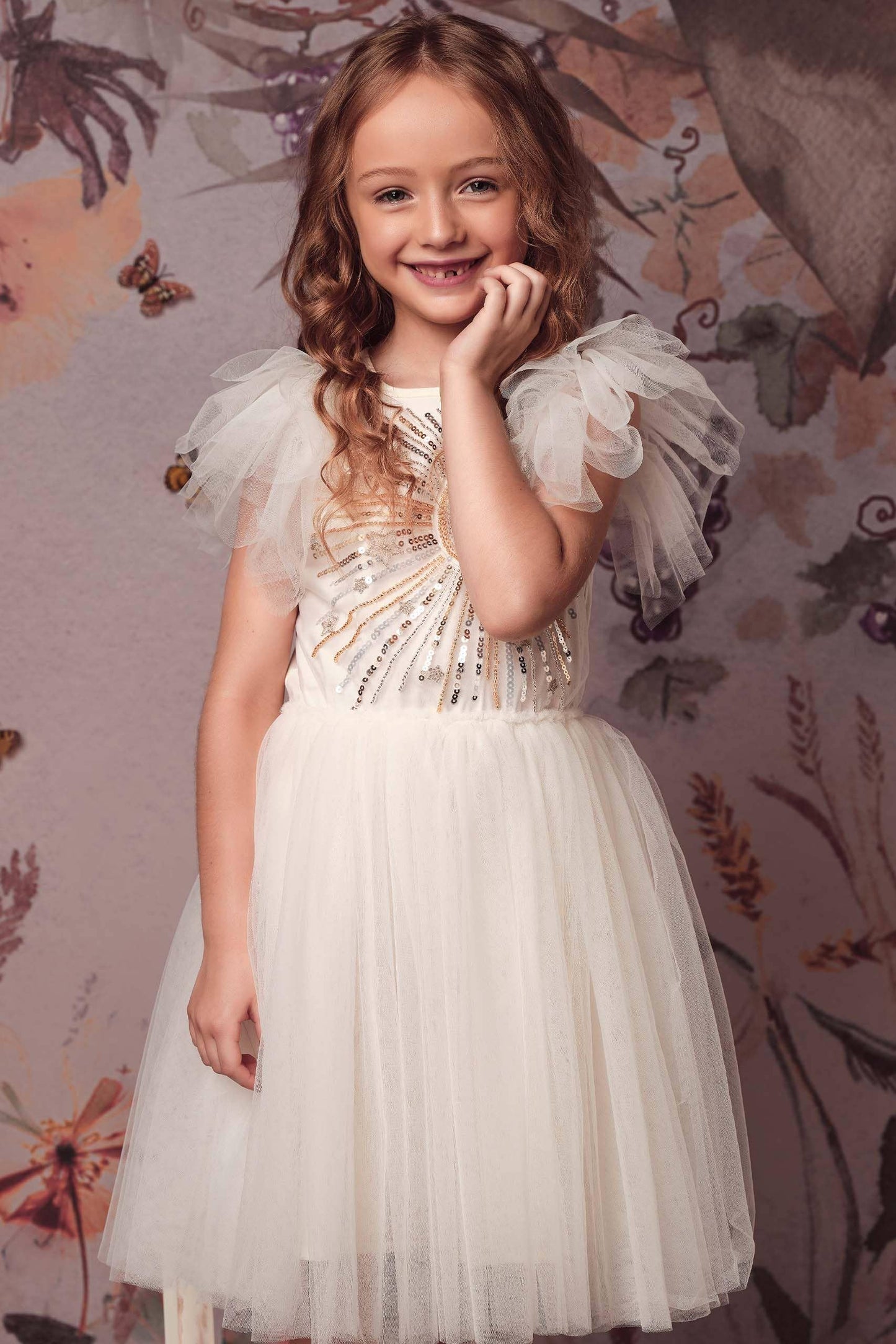 Embroidered Celestial Tulle Girl Dress