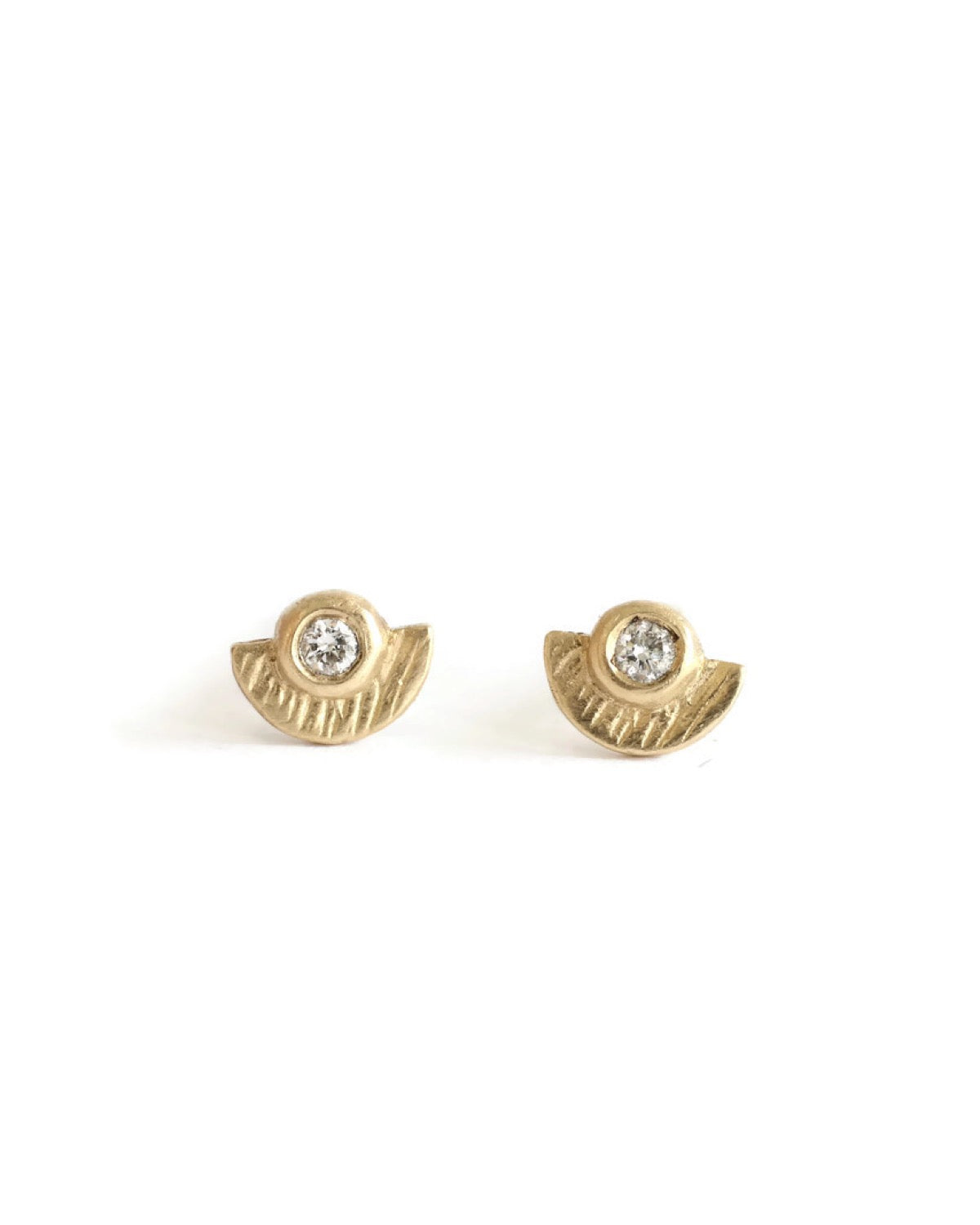 14K yellow gold sunshine diamond studs
