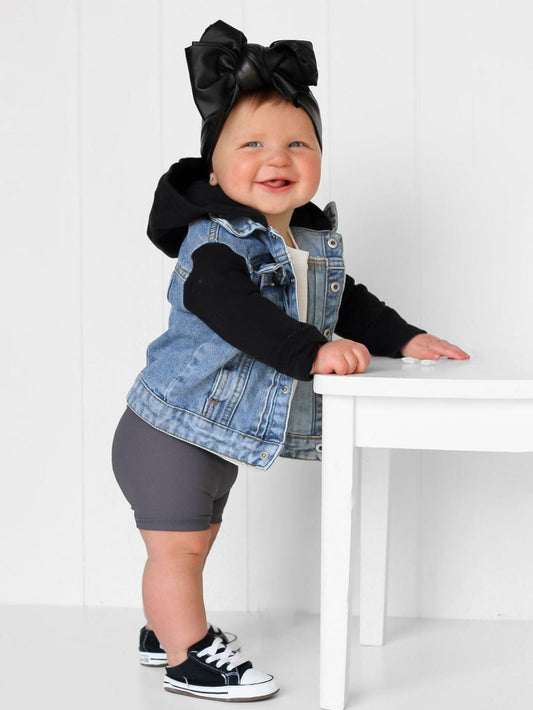Baby Athletic Ribbed Biker Short - Grey