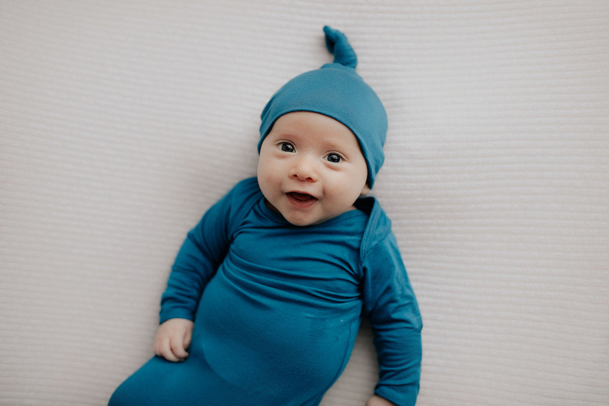 Blue Knotted Newborn Baby Gown