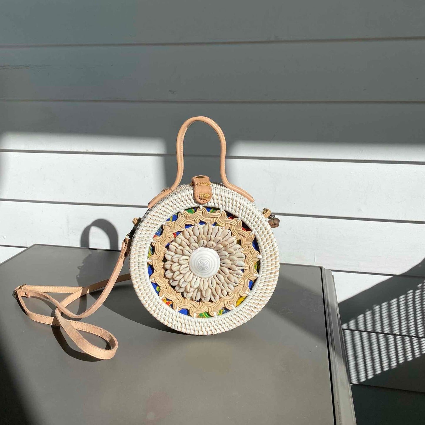 Bali Seashell Rattan Crossbody Bag - Camilla