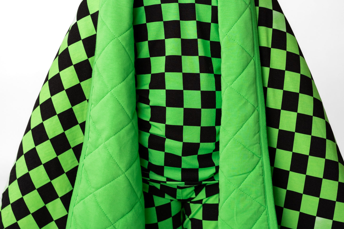 Green Checkers | Quilted Bamboo Adult Blanket