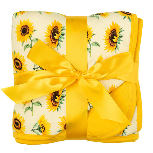 Sunflowers | Mini Quilted Bamboo Baby Blanket