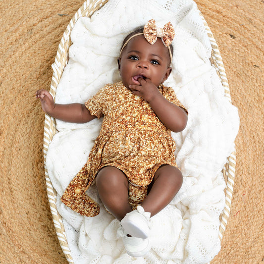 Gold Shimmer | Baby & Toddler Bamboo Bodysuit Dress