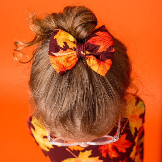 Autumn Leaves | Bamboo Small Clip on Bow