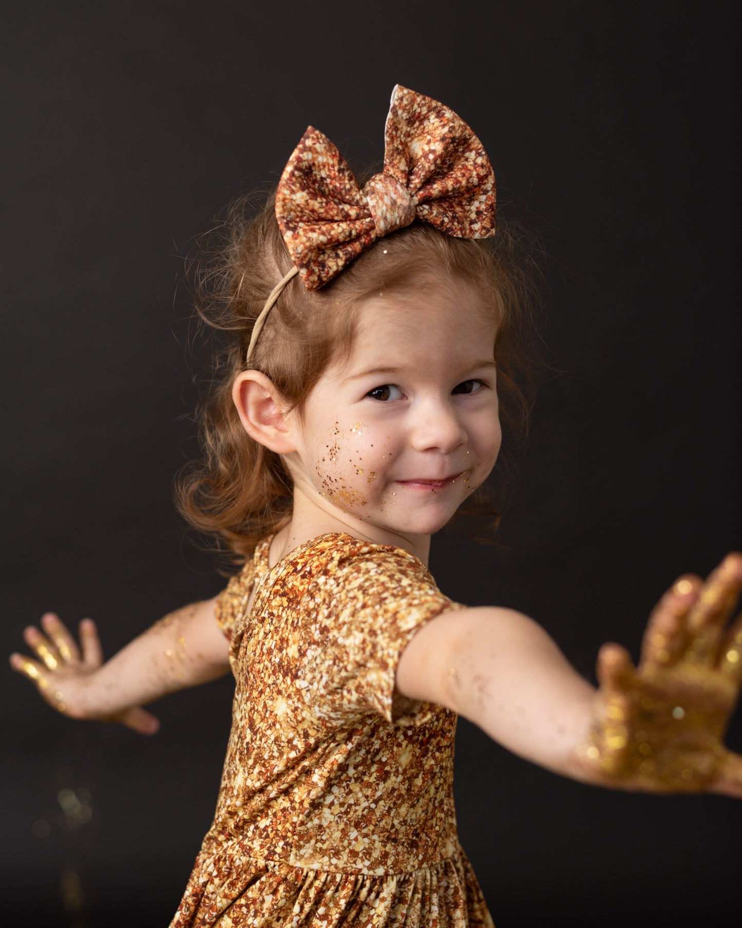 Gold Shimmer | Toddler Girl Nylon Bow