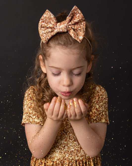 Gold Shimmer | Toddler Girl Nylon Bow