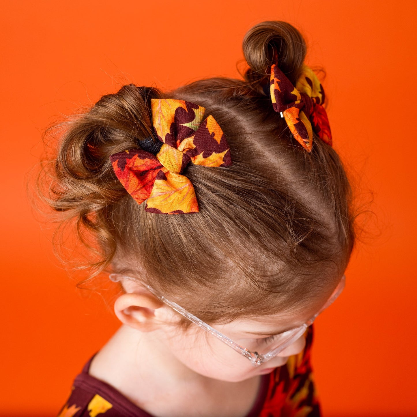 Autumn Leaves | Bamboo Pigtail Clip on Bow Set