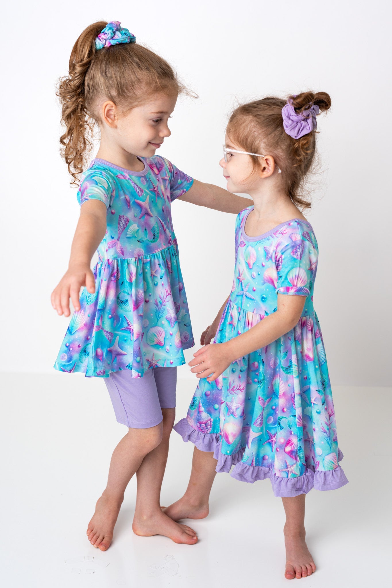 Magical Mermaid Shells | Toddler & Girls Bamboo Ruffle Twirl Dress & Shorts
