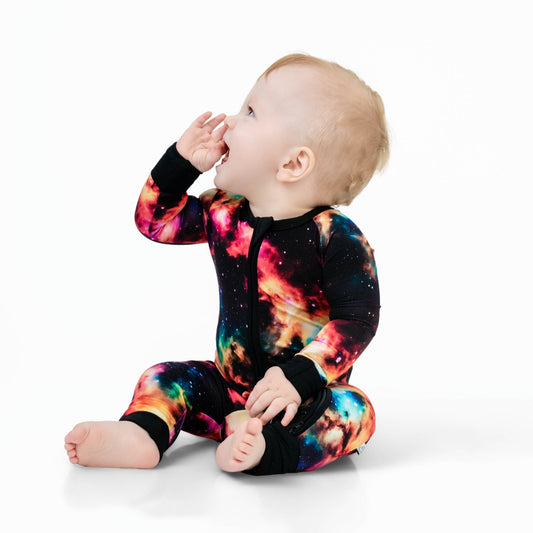 Cosmic Nebula | Convertible Bamboo Zipper Baby Pajamas