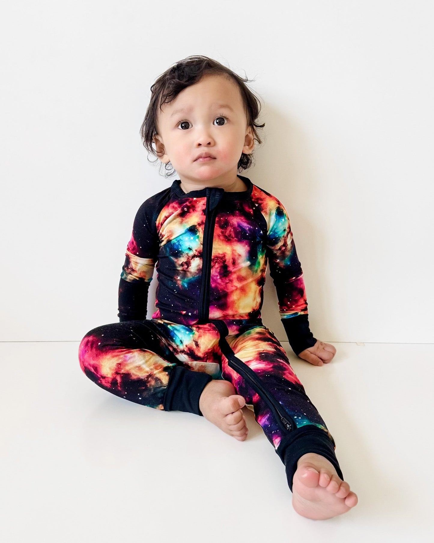 Cosmic Nebula | Convertible Bamboo Zipper Baby Pajamas