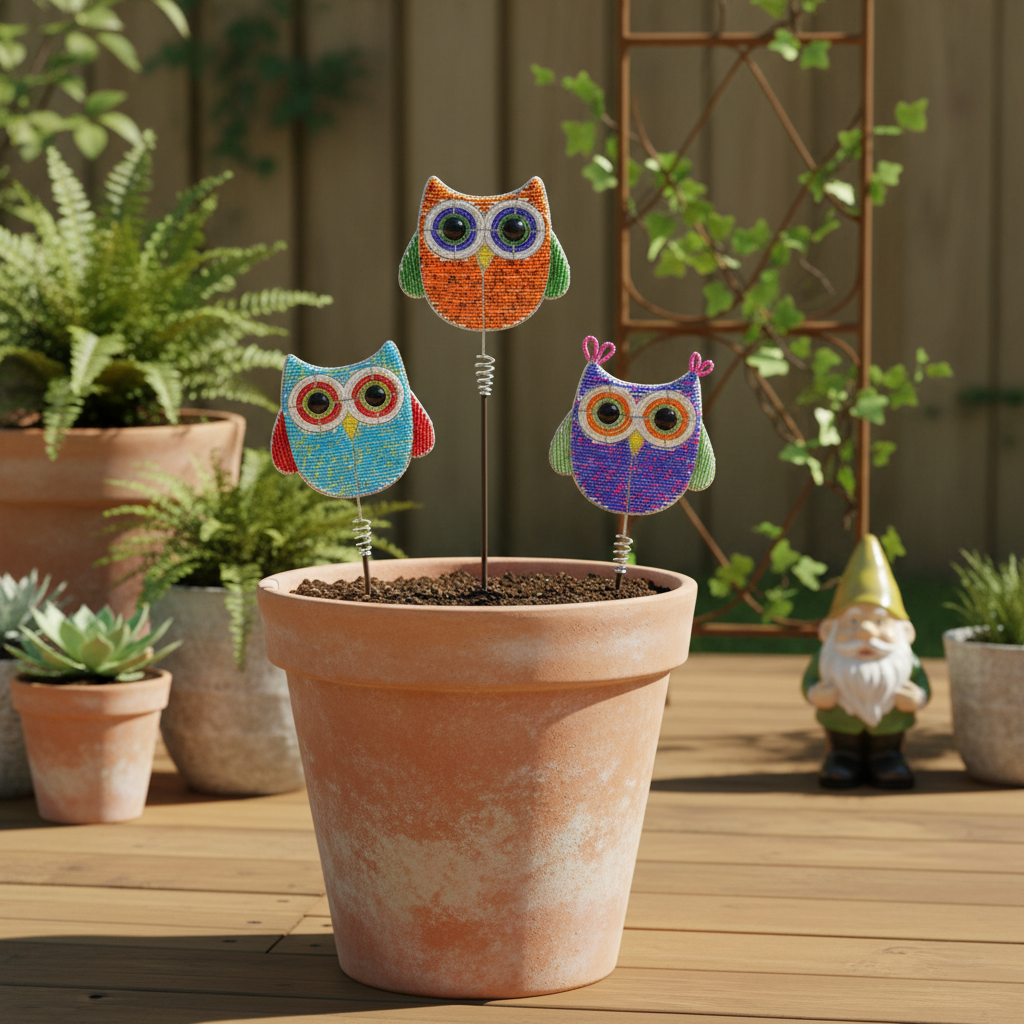 Owl Garden Stake, Asst (Set of 3)