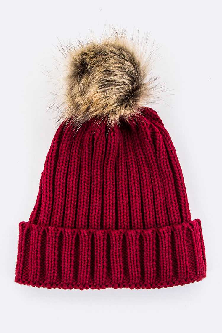 Detachable Fur Pom Fashion Beanie