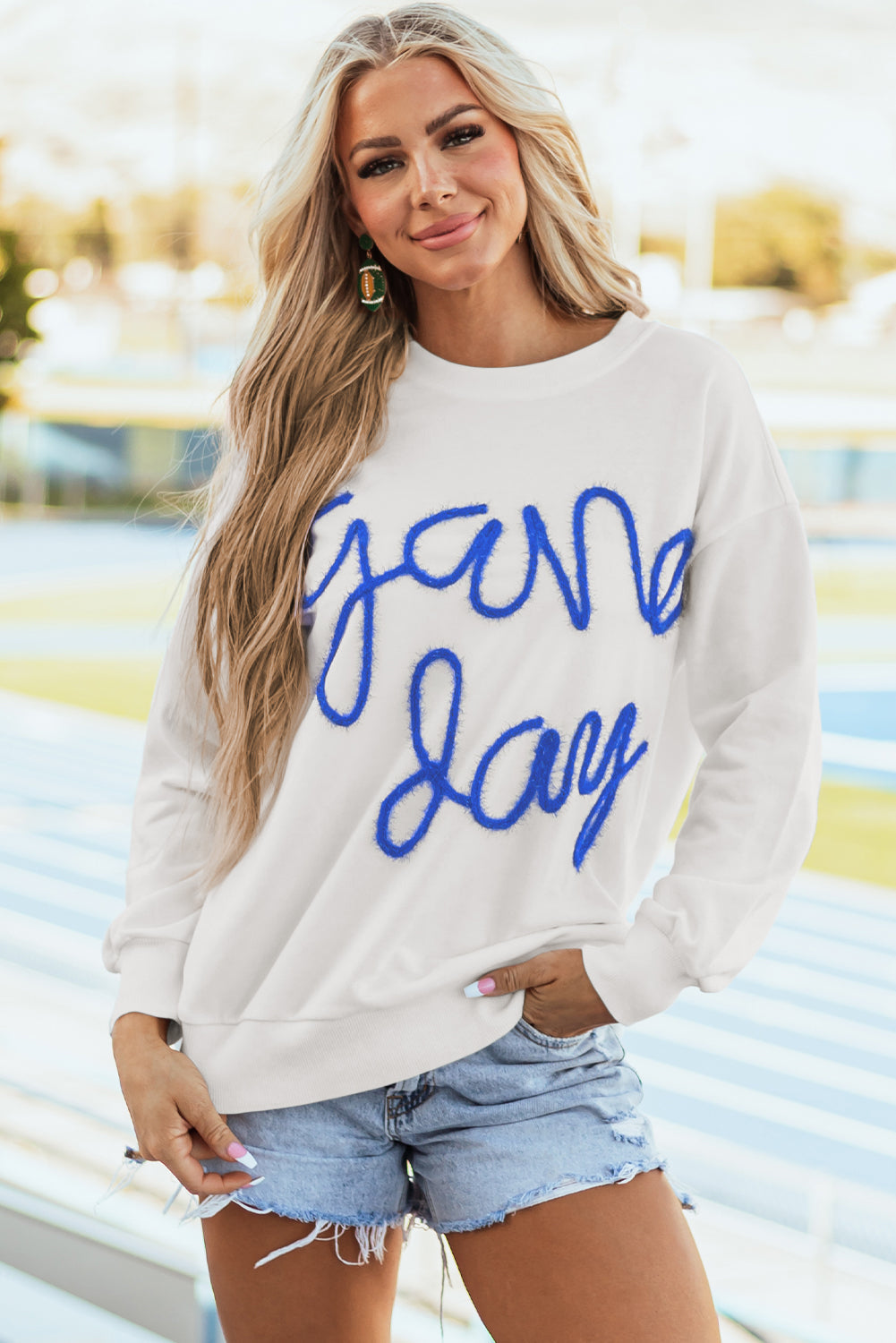 GAME DAY Tinsel Drop Shoulder Sweatshirt
