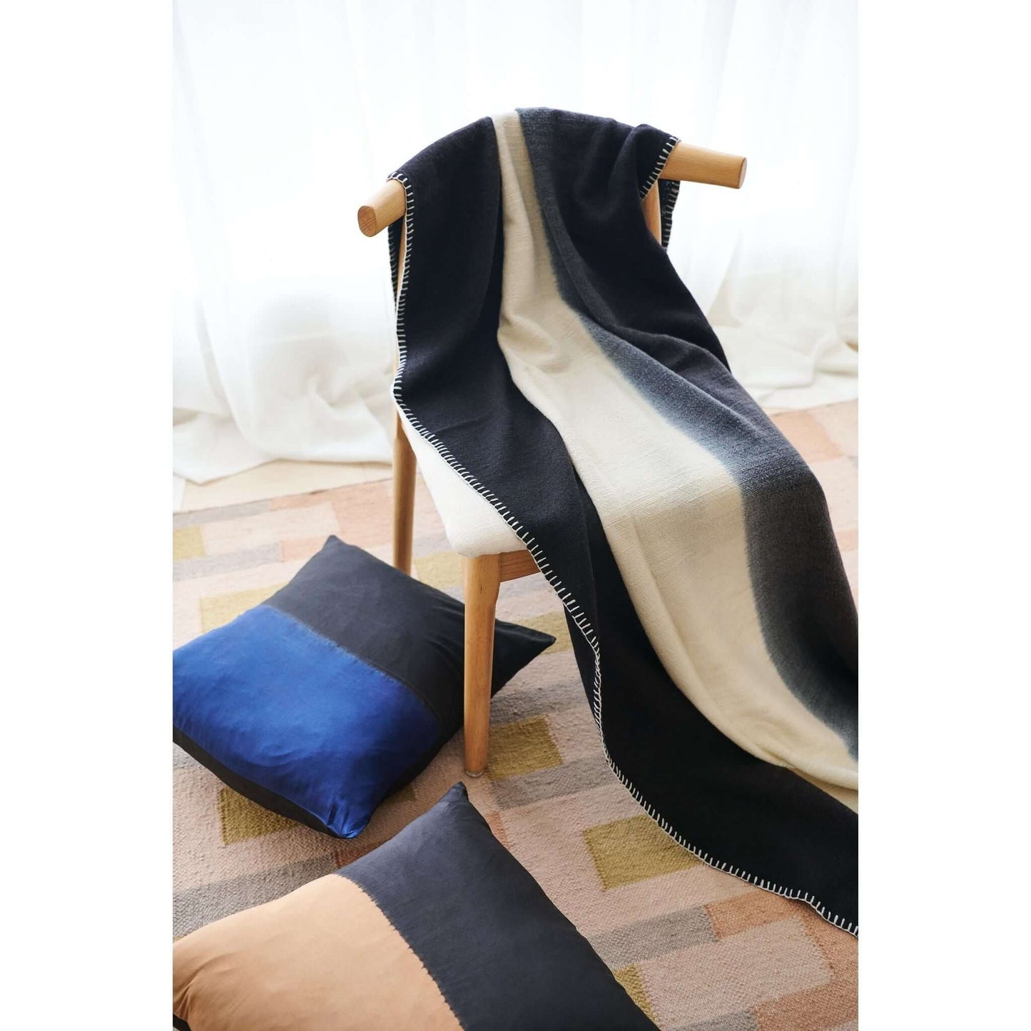 Handwoven Black and White Ink Soft Merino Throw Blanket