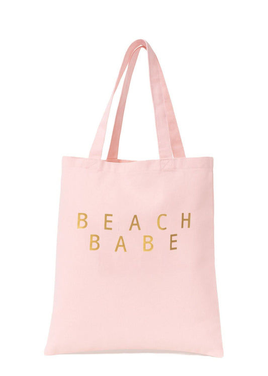 Beach Babe Gold in Pink Beach Bag