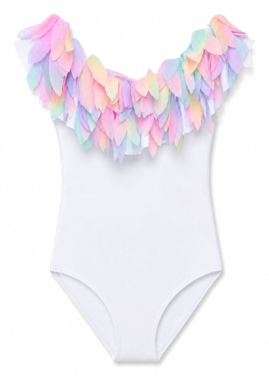 White Swimsuit with Unicorn Petals