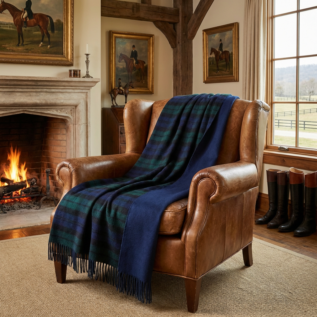 Prince of Scots Double Merino Wool Reversible Throw – Black Watch Tartan