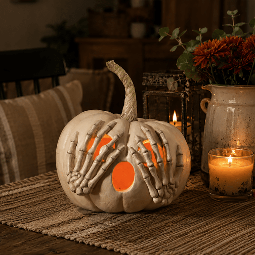 Peek-a-Boo Pumpkin White by Bethany Lowe Designs