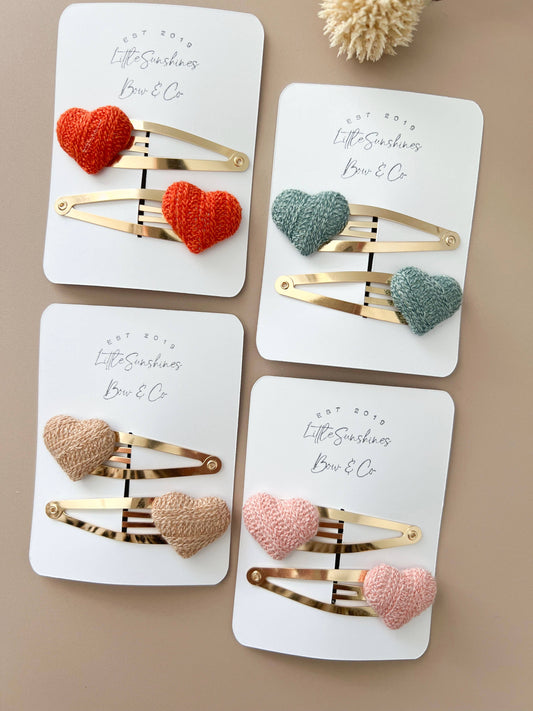 Heart Snap Hair Clips- Set of 2