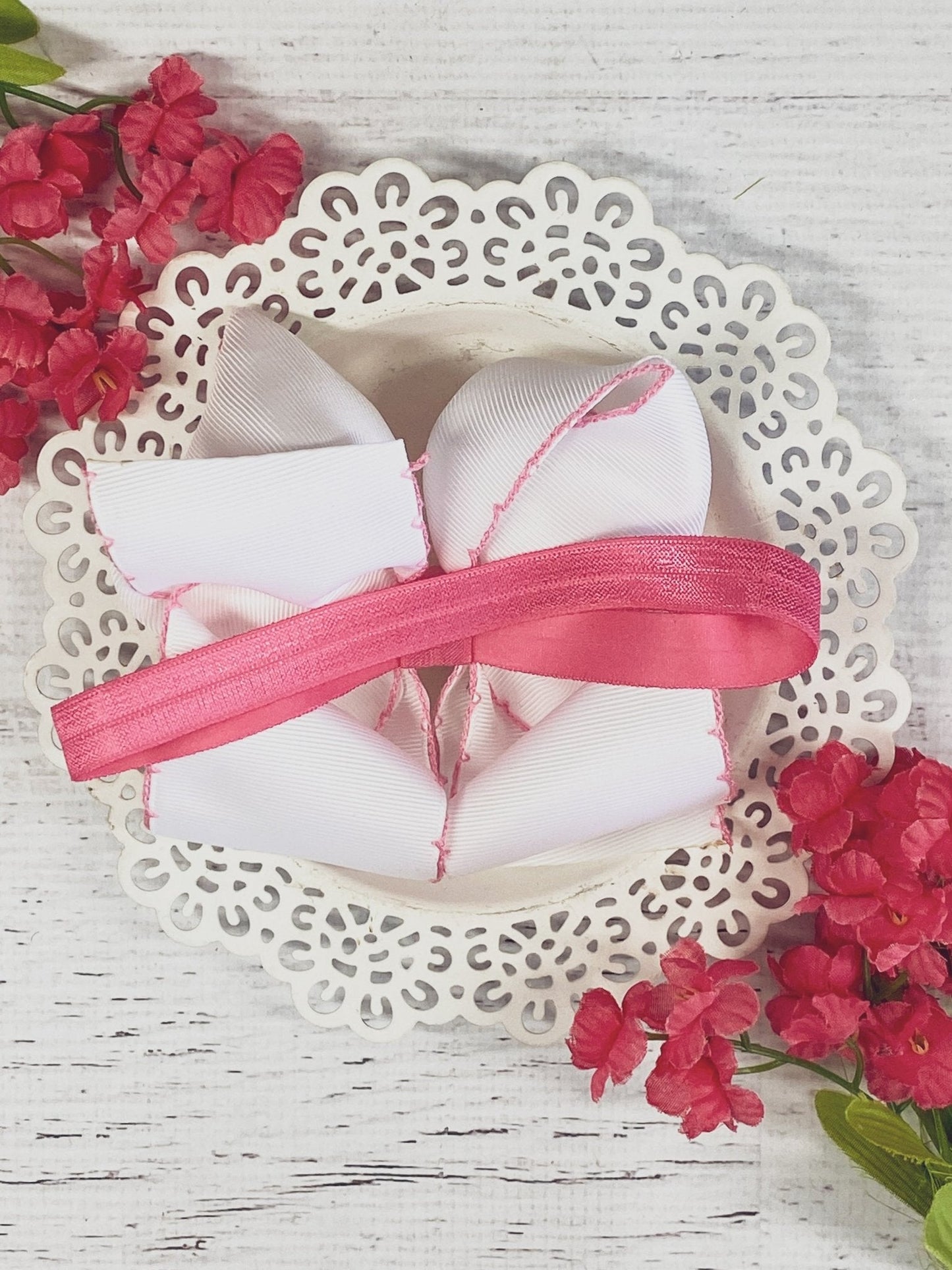 Birthday Cake Embroidered Moonstitch Hair Bow