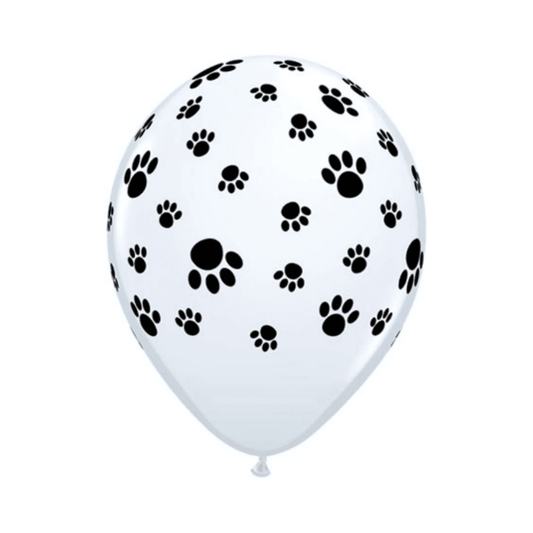 Black and White Paw Print Latex Balloon Pack