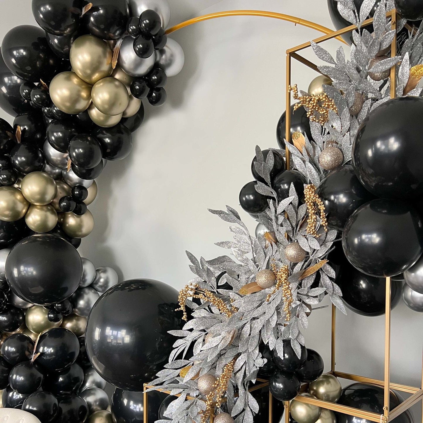Black, Gold & Silver Balloon Garland Kit
