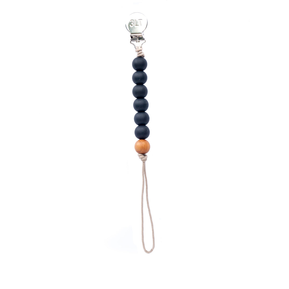 Black Silicone Beaded Pacifier Clip Holder