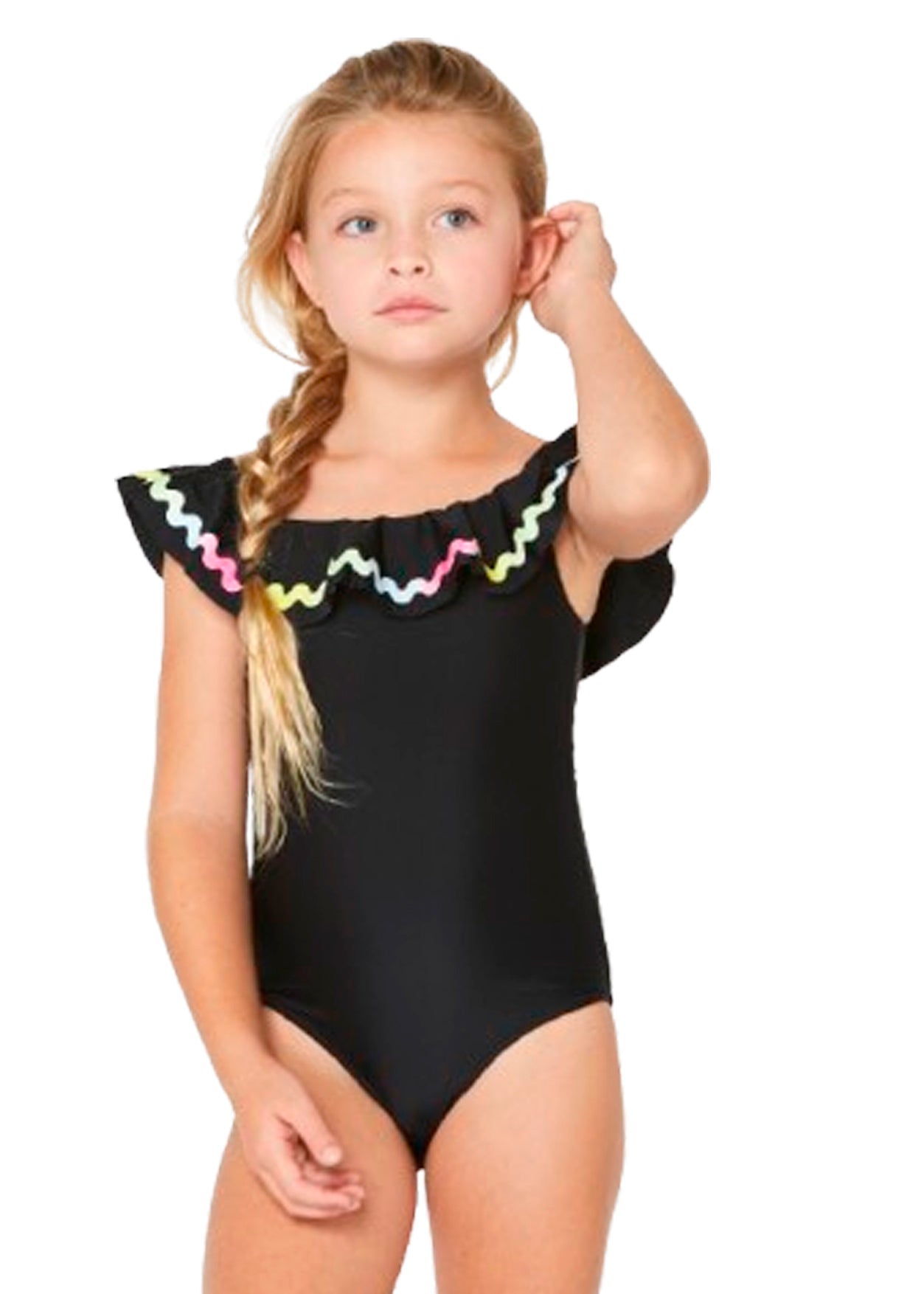 Black Swimsuit with Ric Rac
