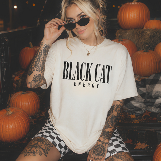 Black Cat Energy T-Shirt - made to order