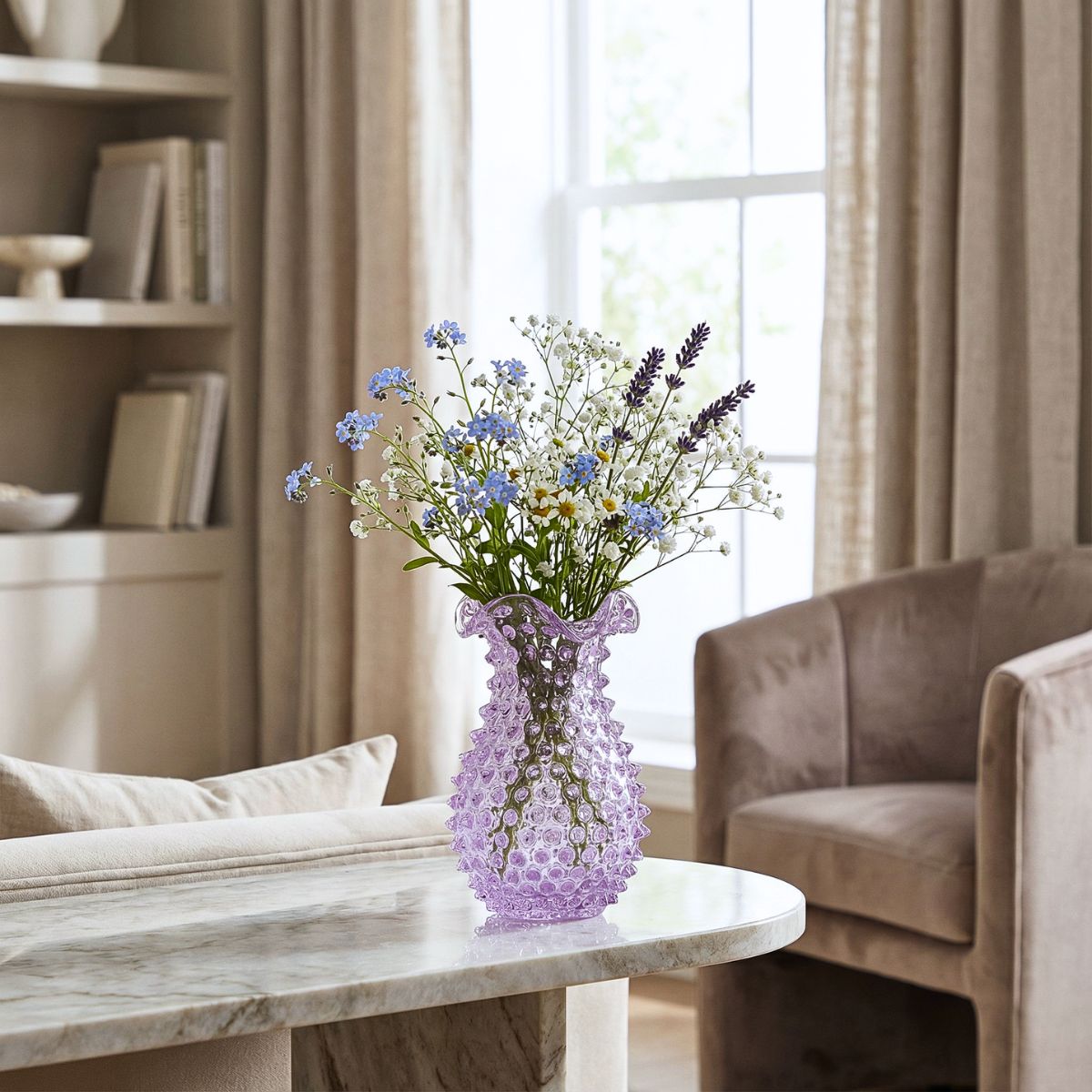 Hobnail Vase - Petal - Lilac Bloom