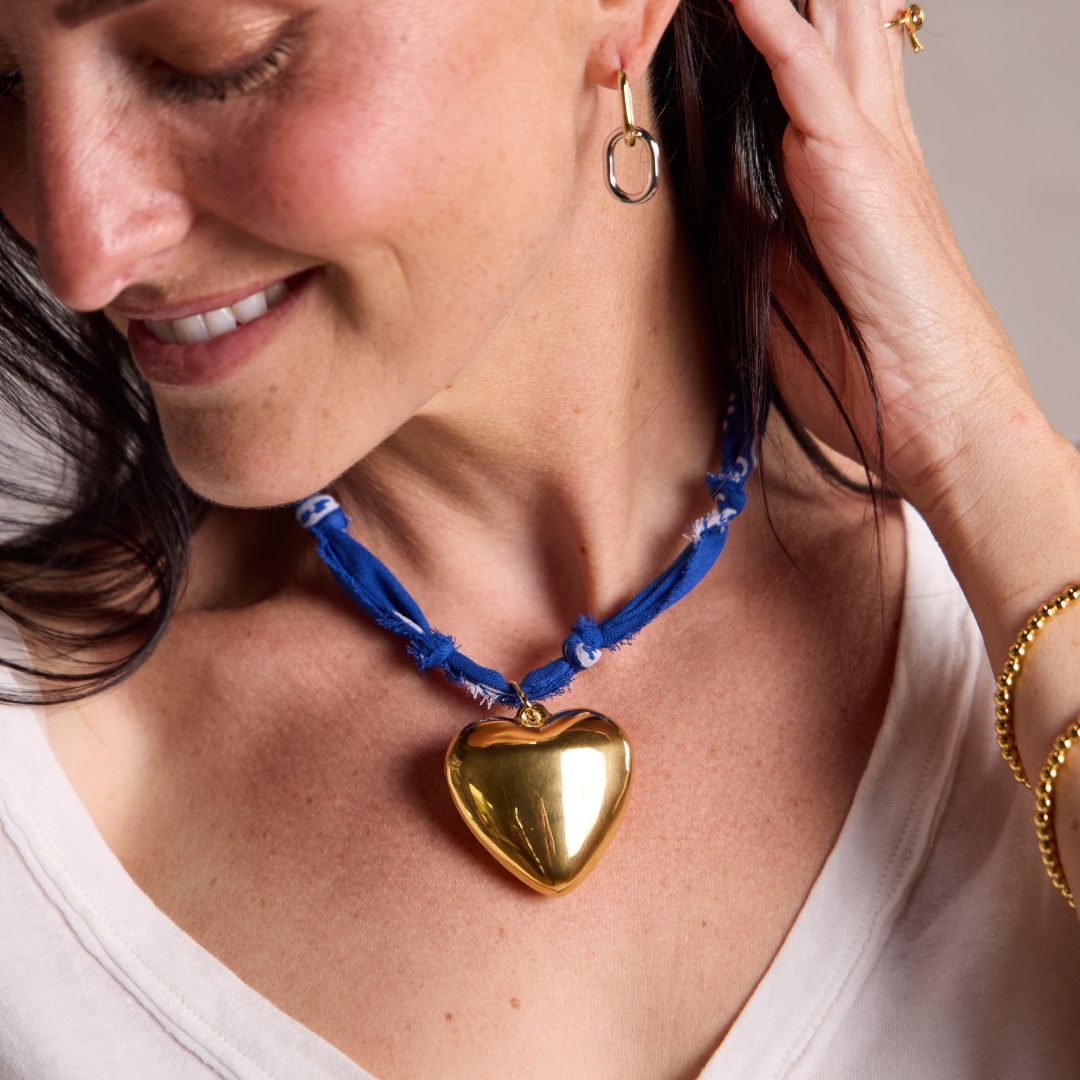Blue Bandana Charm Necklace