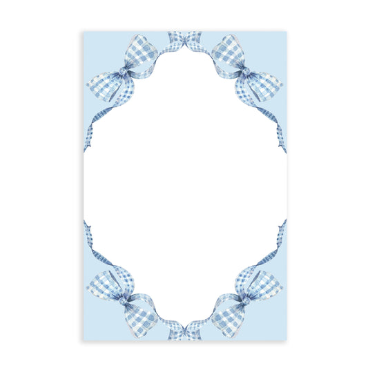 Blue Gingham Bow Notepad