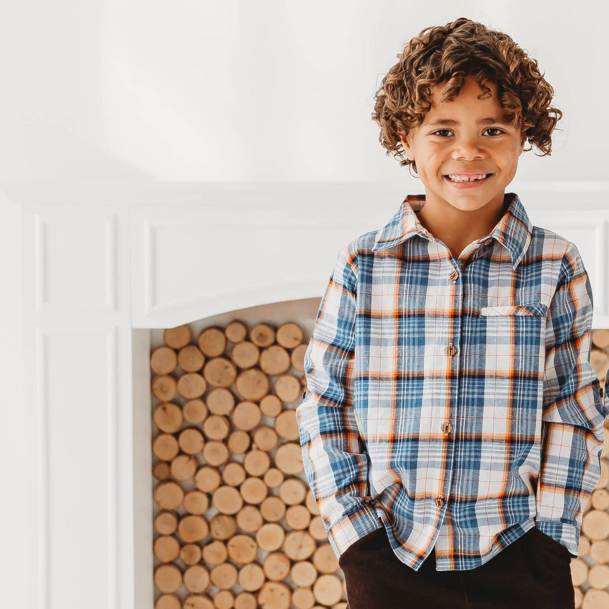 Blue Mix Plaid Boys Shirt