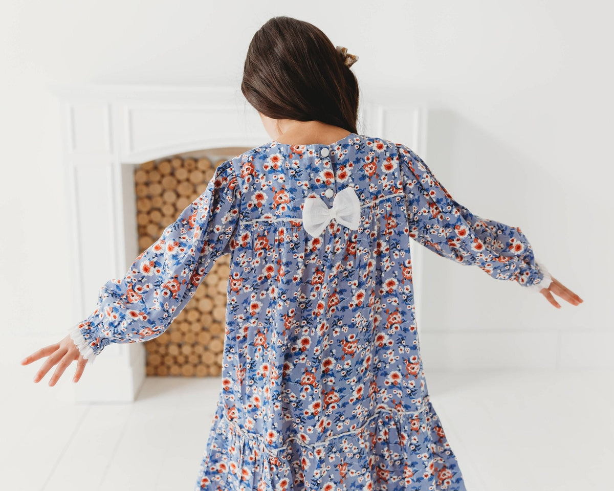 Blue Printed Flared Dress