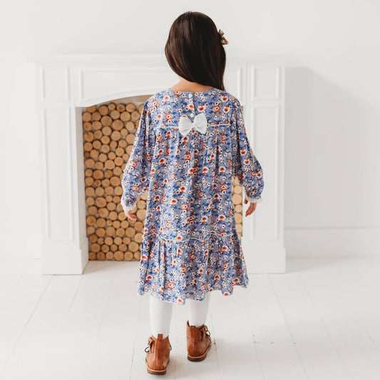 Blue Printed Flared Dress