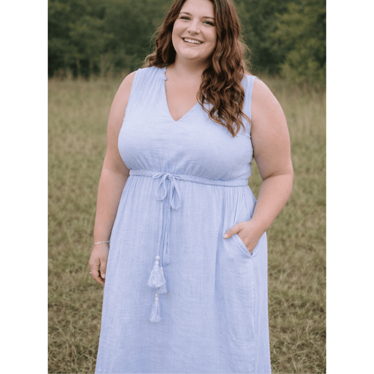 Blue Cotton Maxi Dress - Women