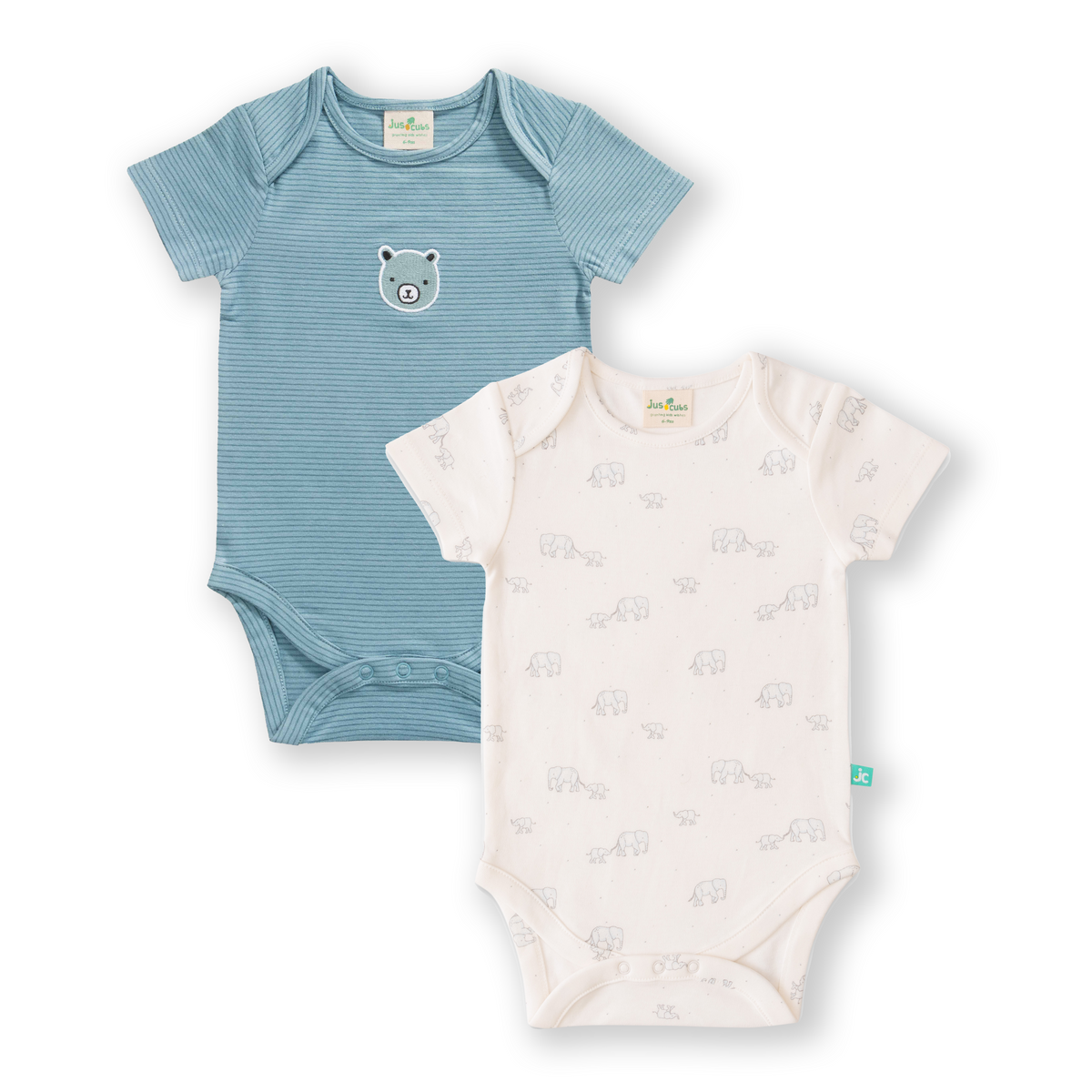 Cute Animal Themed Baby Bodysuit Set for Boys - Pack of 2