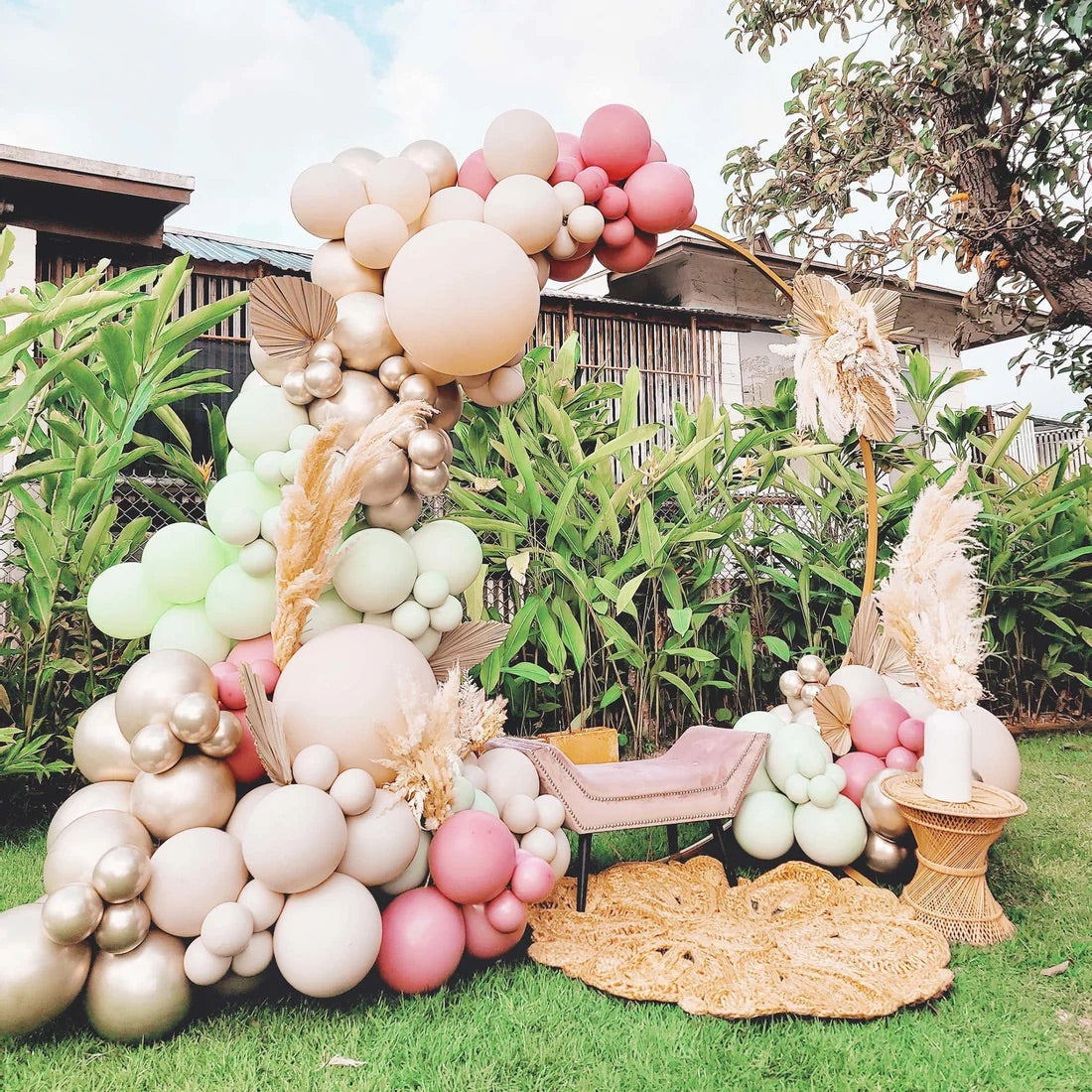 Boho Dusty Rose and Green Balloon Garland Kit
