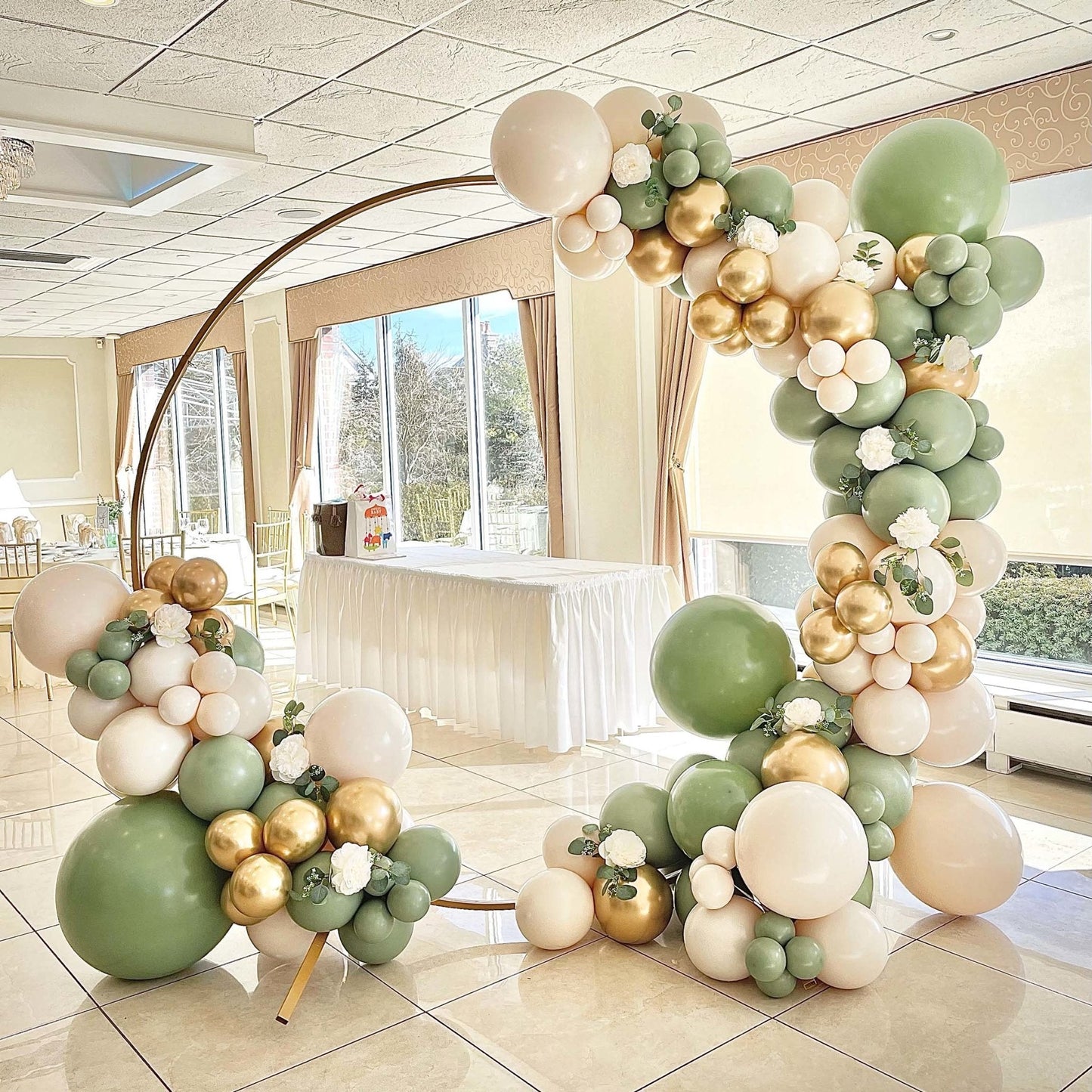 Tropical Safari Balloon Garland Kit – Sage Green, Gold & Linen
