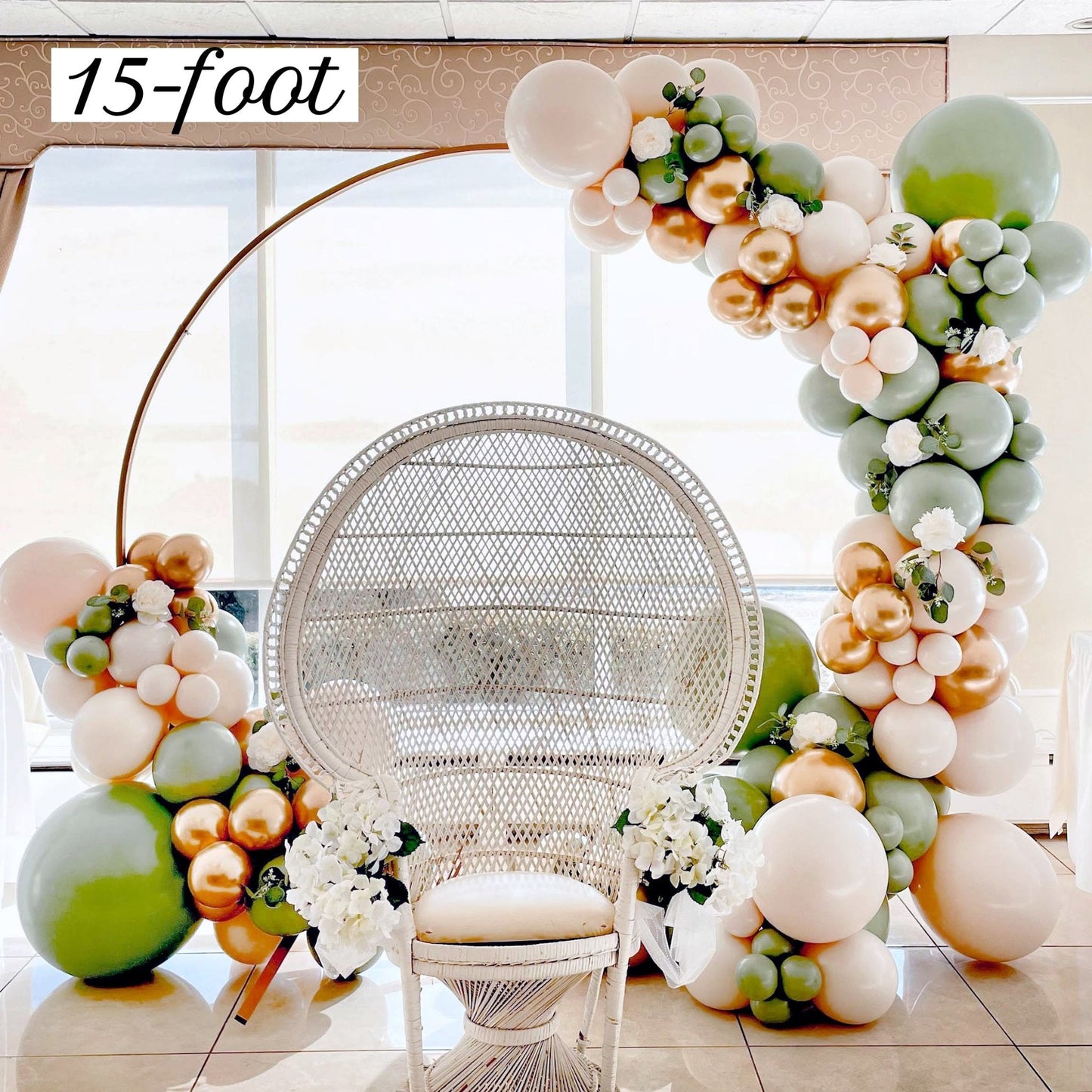 Tropical Safari Balloon Garland Kit – Sage Green, Gold & Linen